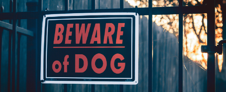 beware of dog sign on a fence dog bite